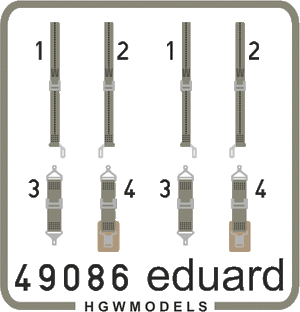 Ceintures de sécurité Eduard 49086 USN Seconde Guerre mondiale vertes SUPERFABRIC 1/48