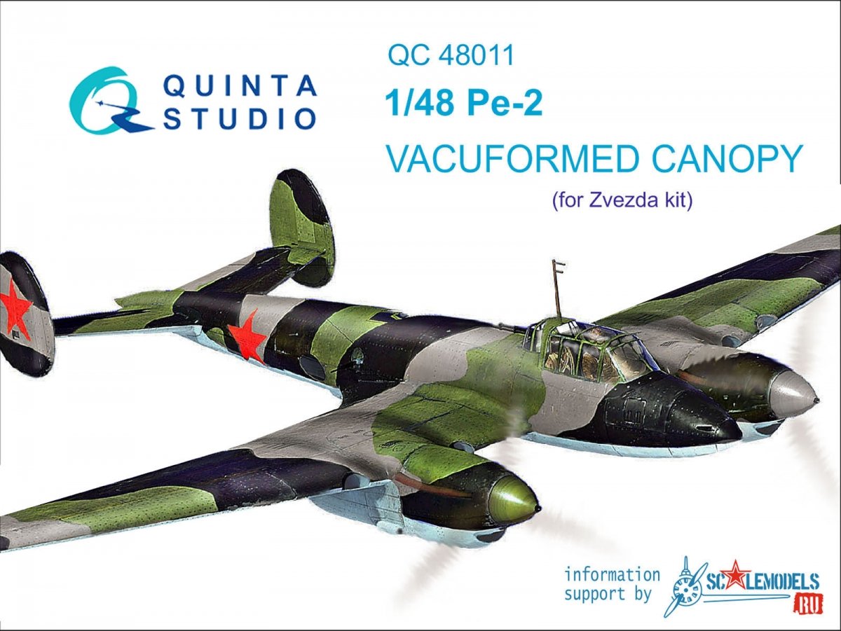 Verrière transparente thermoformée Quinta Studio QC48011 Pe-2 (pour kit Zvezda) 1/48