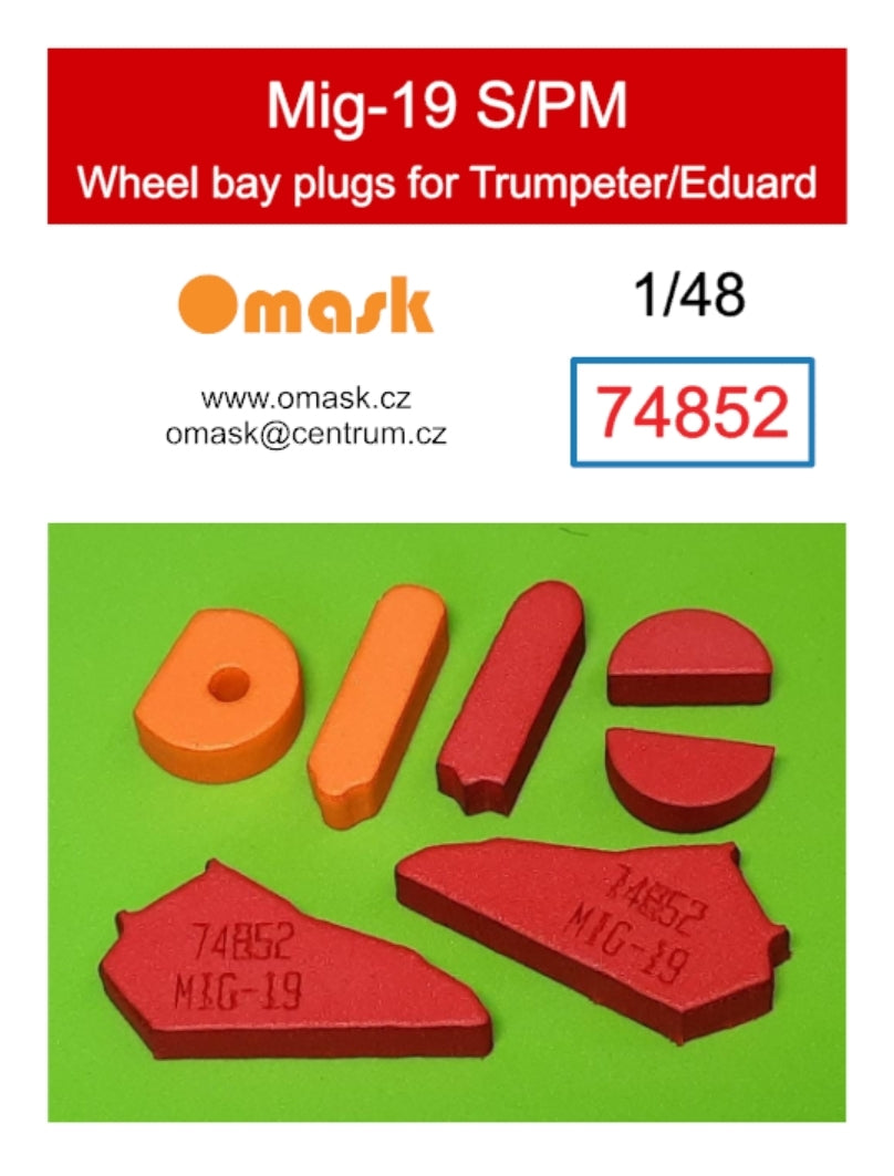 Bouchons de puits de train d&amp;#39;atterrissage Omask 74852 pour Mig-19 S/PM (pour Trumpeter 02803, 02804, 02813 / Eduard 11141) 1/48