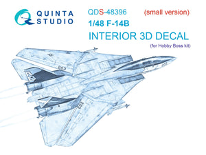 Intérieur coloré imprimé en 3D sur papier décalcomanie Quinta Studio QDS-48396 F-14B (Hobby Boss) (Petite version) 1/48