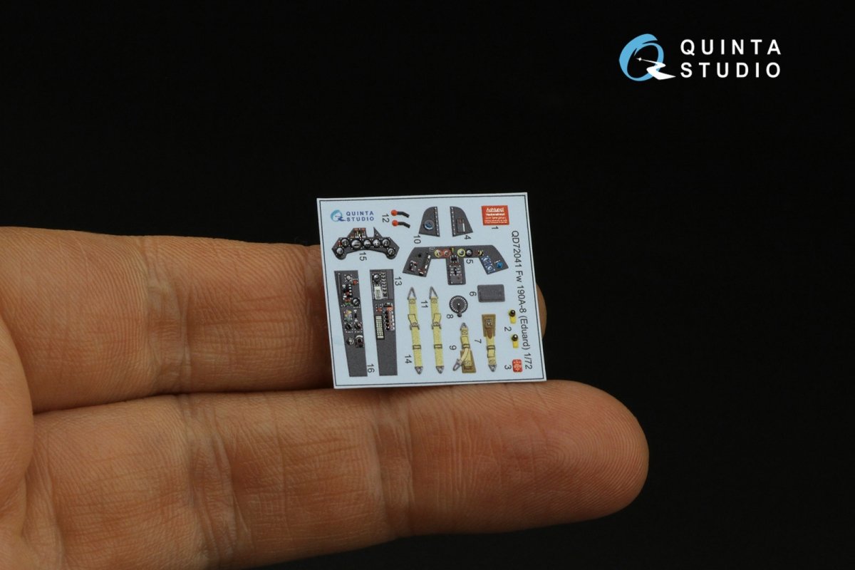 Intérieur imprimé en 3D et coloré sur papier décalcomanie (Eduard) pour Fw 190A-8 (Quinta Studio QD72041), échelle 1/72 – image 4