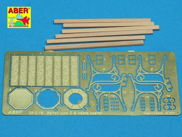 Banc Aber 35D18 type C et corbeille à papier (1/35) 