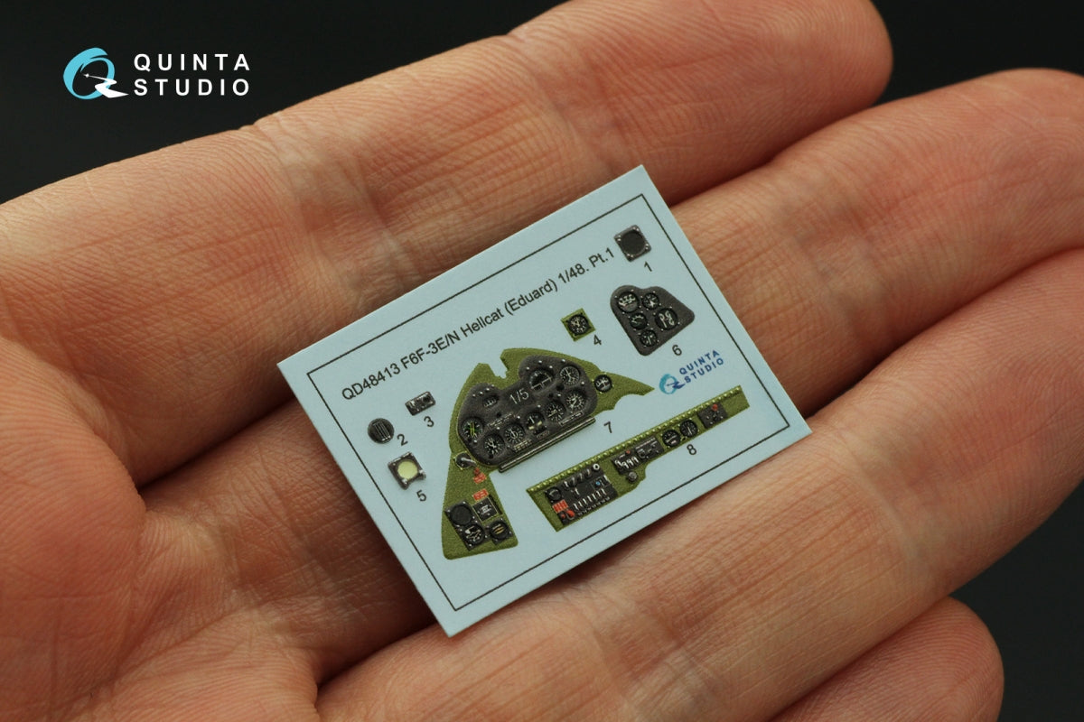 Intérieur imprimé en 3D et coloré sur papier décalcomanie Quinta Studio QD48413 F6F-3E/N Hellcat (Eduard) 1/48 – image 4