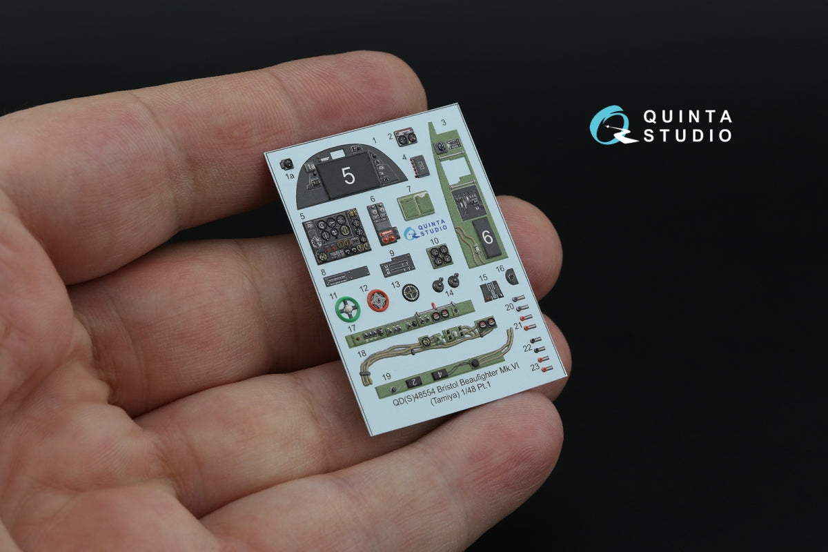 Intérieur imprimé en 3D et coloré sur papier décalcomanie Quinta Studio QDS-48554 Bristol Beaufighter Mk.VI (Tamiya) (petite version) 1/48 – Bild 4