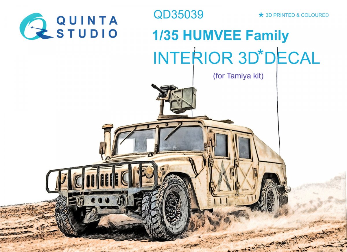 Quinta Studio QD35039 HUMVEE Family 3D-Printed &amp; colored Interior on decal paper (Tamiya) 1/35