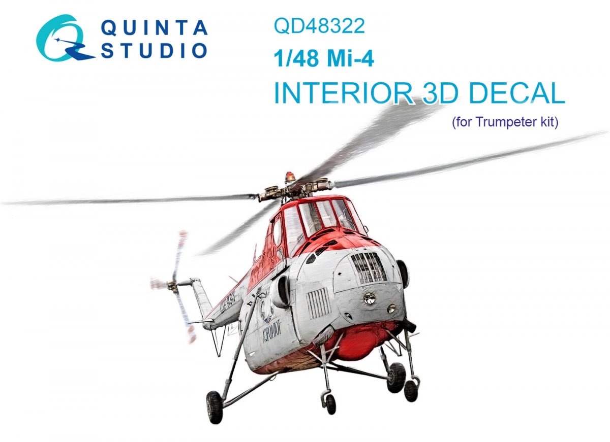 Intérieur imprimé en 3D et coloré pour Mi-4 (Trumpeter) par Quinta Studio QD48322, échelle 1/48