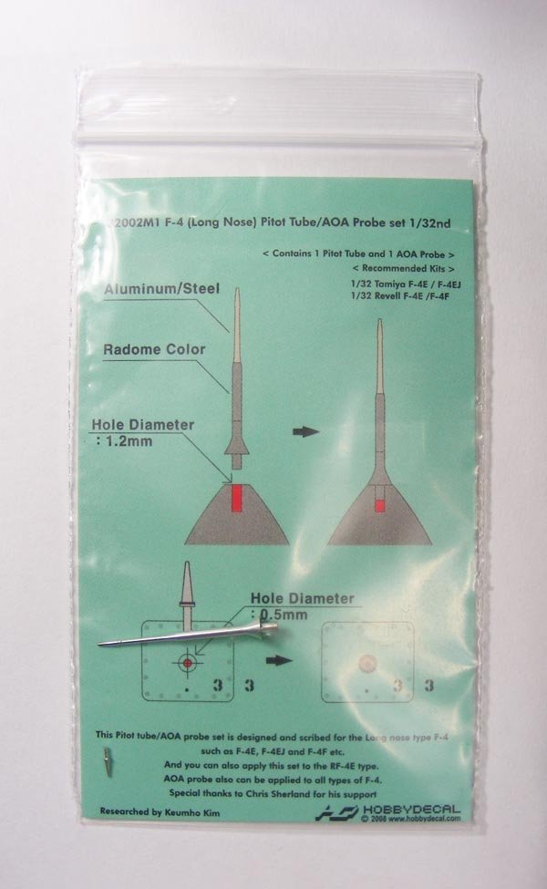 HobbyDecal MT32002V1 Ensemble de tubes Pitot pour F-4 à nez long, échelle 1/32