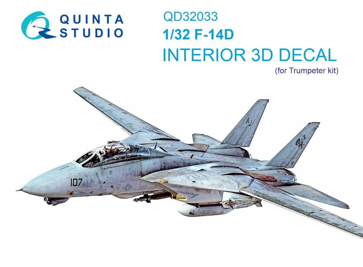 Intérieur du F-14D Quinta Studio QD32033 imprimé en 3D et coloré sur papier décalcomanie (Trumpeter) à l&amp;#39;échelle 1/32