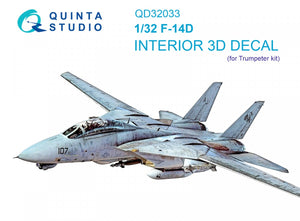 Intérieur du F-14D Quinta Studio QD32033 imprimé en 3D et coloré sur papier décalcomanie (Trumpeter) à l&amp;#39;échelle 1/32