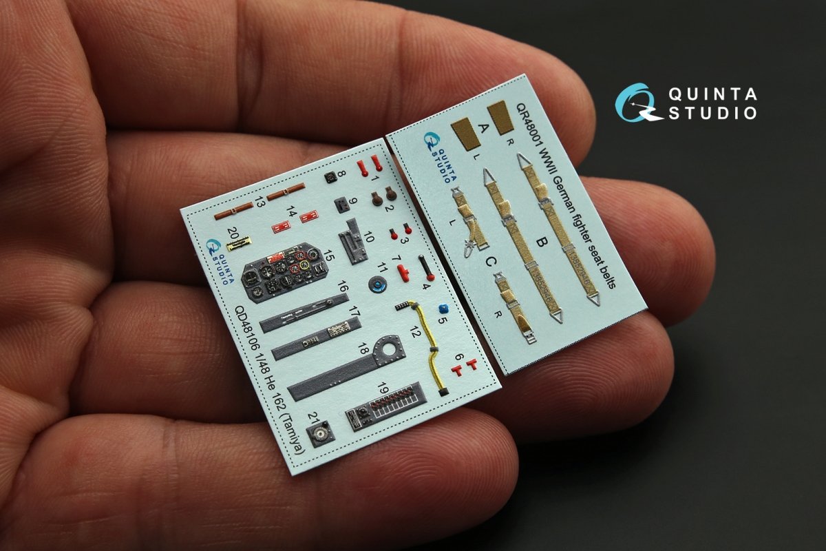 Intérieur imprimé en 3D et coloré sur papier décalcomanie Quinta Studio QD48106 He-162 (pour maquette Tamiya) 1/48 – immagine 3