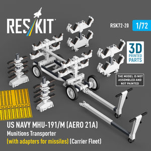RESKIT RSK72-0020 US NAVY MHU-191/M (AERO 21A) Transporteur de munitions (avec adaptateurs pour missiles) (Porte-avions, C-130) (Maquette imprimée en 3D) 1/72 – image 2