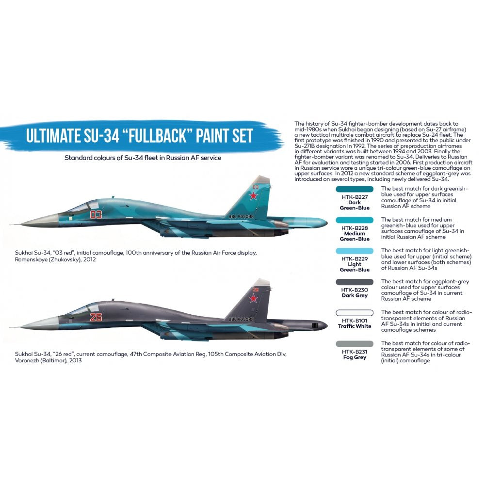 Kit de peinture Hataka HTK-BS58 Ultimate Su-34 « Fullback » (6 x 17 ml) – image 2