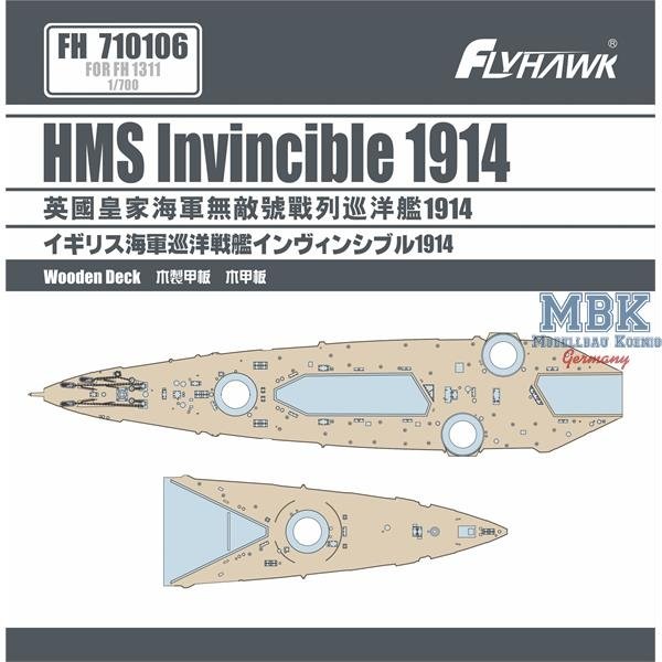 Maquette FlyHawk FH710106 HMS Invincible 1914 Pont en bois (FH1311) 1/700 
