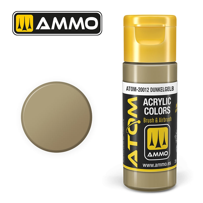MUNITIONS de Mig Jimenez 20012 ATOM COLOR Dunkelgelb 20ml