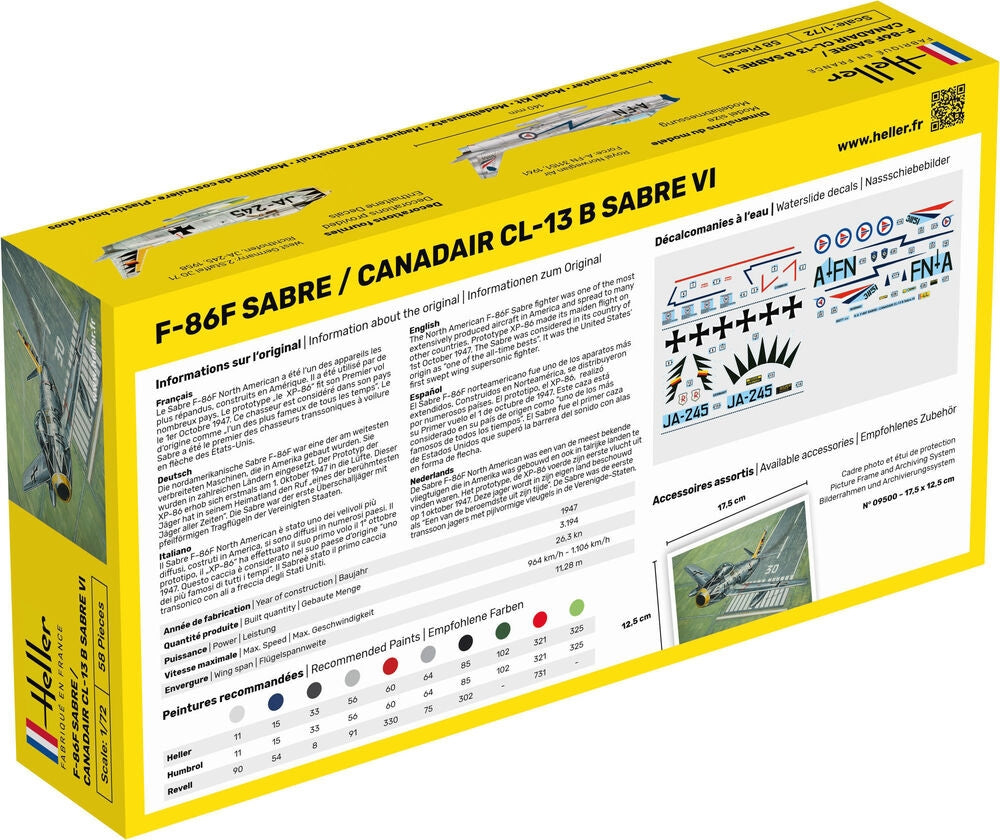 Heller 56277 F-86F SABRE / CANADAIR CL-13 B SABRE VI - Kit de démarrage 1/72 – immagine 2