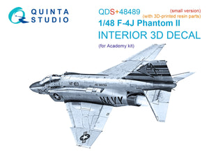 Quinta Studio QDS+48489 F-4J Phantom II Intérieur imprimé en 3D et coloré sur papier décalcomanie (Academy) (Petite version) (avec pièces en résine imprimées en 3D) 1/48