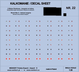 Weikert Decals DEC222 Emblèmes de casque allemand - WAFFEN SS - vol. 22 1/35