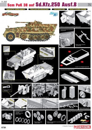 Cyber ​​​​Hobby 6720 5cm PaK 38 auf Sd.Kfz.250 Ausf.B (1/35) – immagine 2