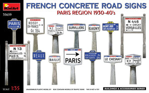 MiniArt 35659 Panneaux de signalisation routière en béton français. Région parisienne, années 1930-1940. Échelle 1/35.