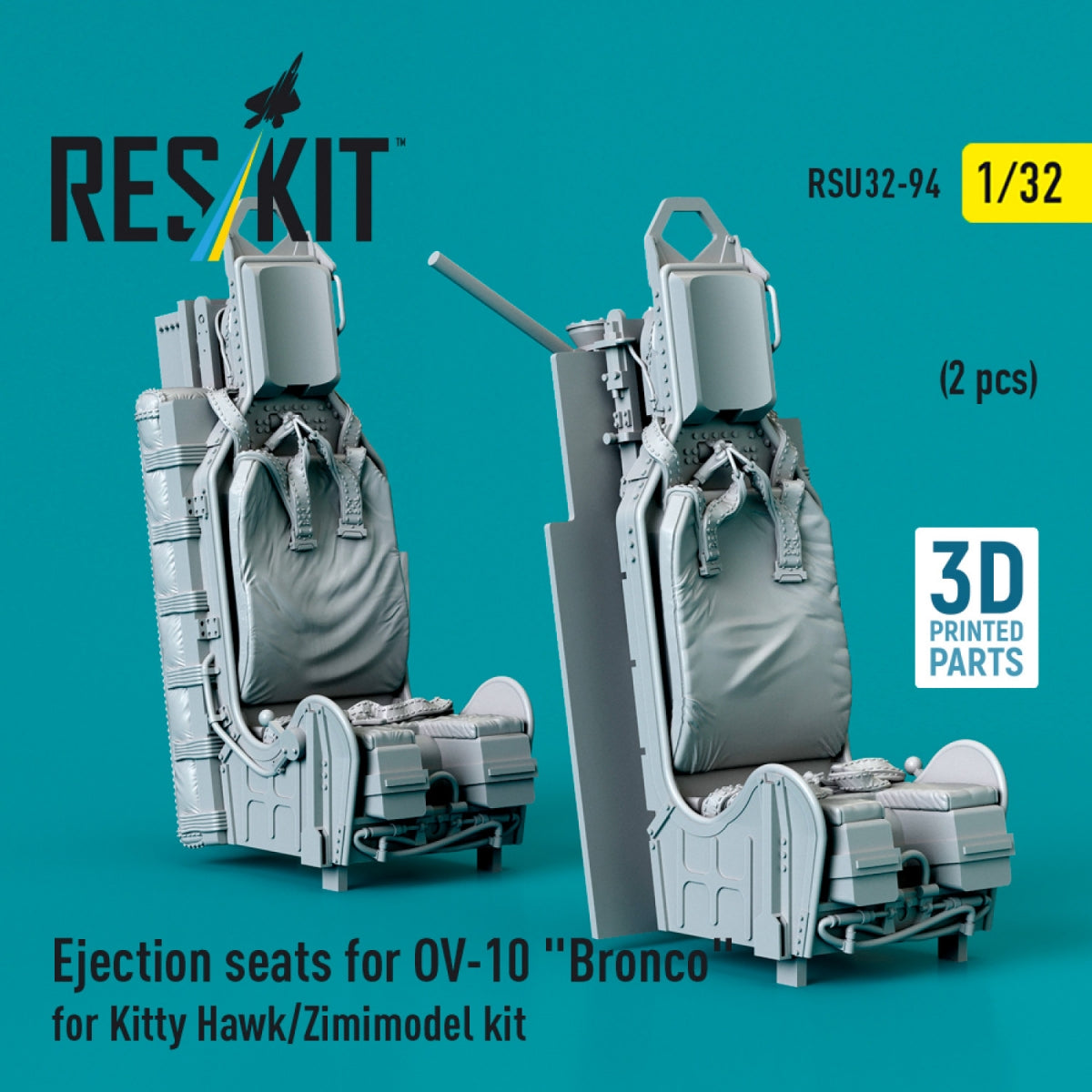 Sièges éjectables RESKIT RSU32-0094 pour OV-10 « Bronco » (2 pièces) pour maquette Kitty Hawk/Zimimodel (impression 3D) au 1/32 – immagine 2