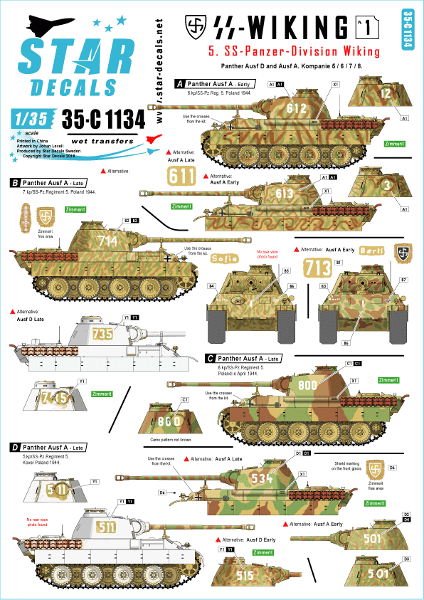 Star Decals 35-C1134 SS-Viking n° 1 1/35
