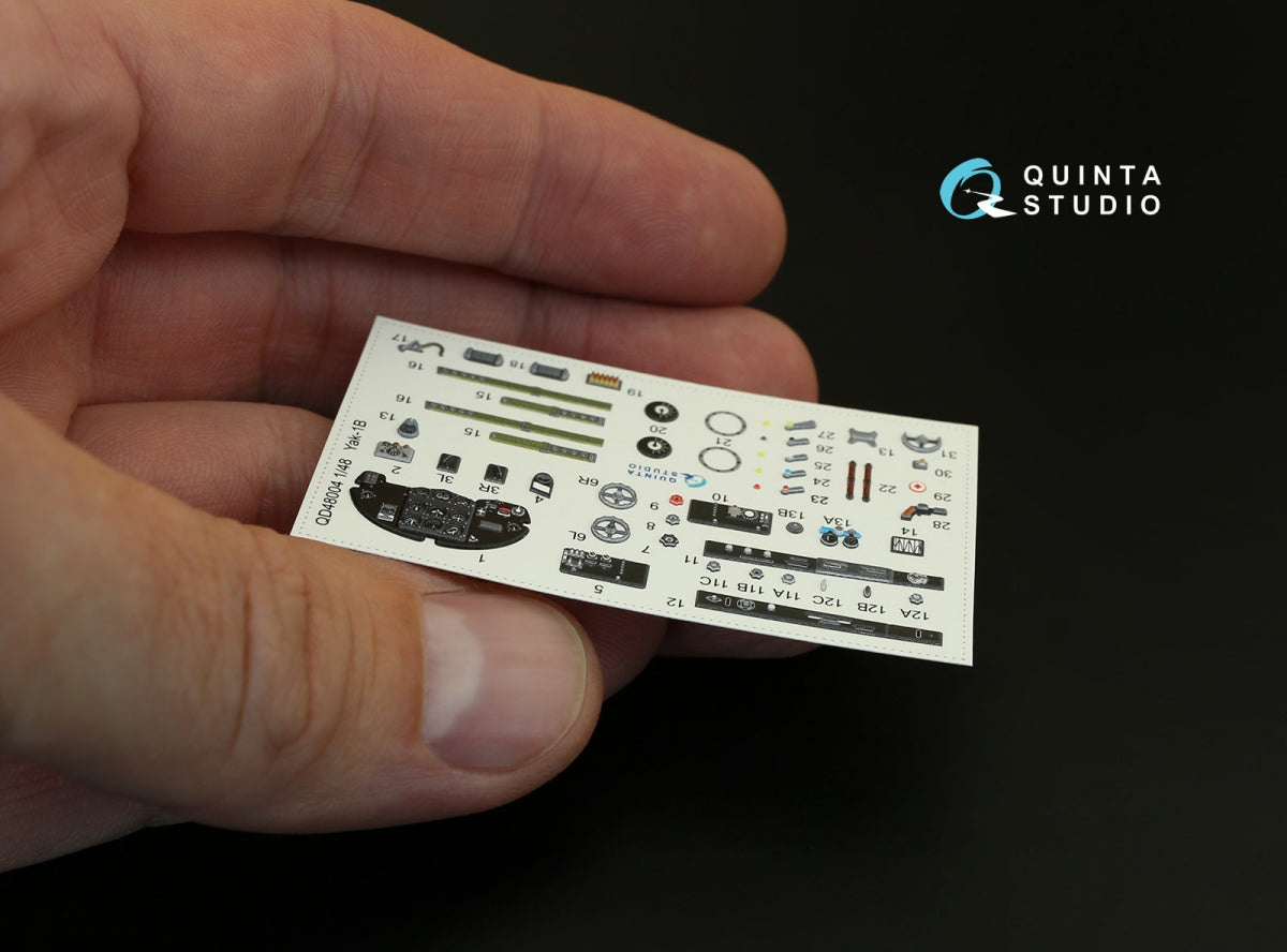 Intérieur imprimé en 3D et coloré sur papier décalcomanie pour le Yak-1B (fin de production) de Quinta Studio QD48004 (compatible avec tous les kits) à l&amp;#39;échelle 1/48.  – image 5