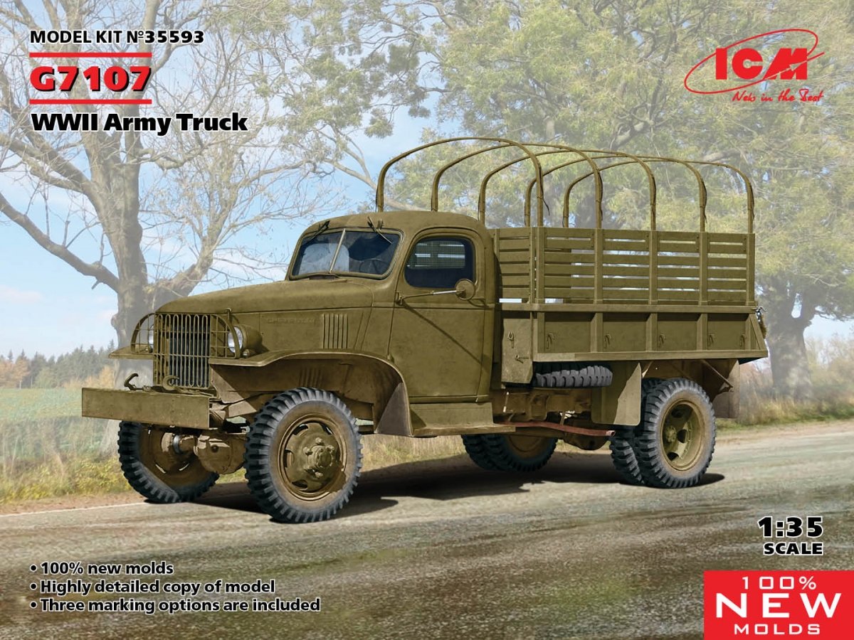 Camion de l'armée de la Seconde Guerre mondiale ICM 35593 G7107, échelle 1/35