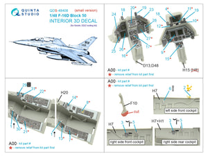 Intérieur imprimé en 3D et coloré sur papier décalcomanie (outil Kinetic 2022) pour le F-16D Block 50 de Quinta Studio QDS-48408 (petit modèle) à l&amp;#39;échelle 1/48 – immagine 2