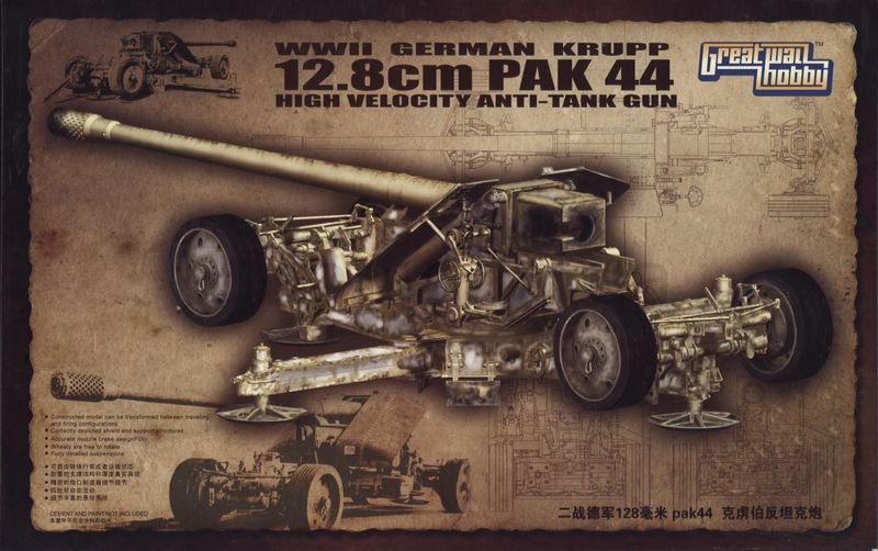 Maquette Great Wall Hobby L3526 Canon Krupp Pak 44 allemand de 12,8 cm de la Seconde Guerre mondiale, échelle 1/35