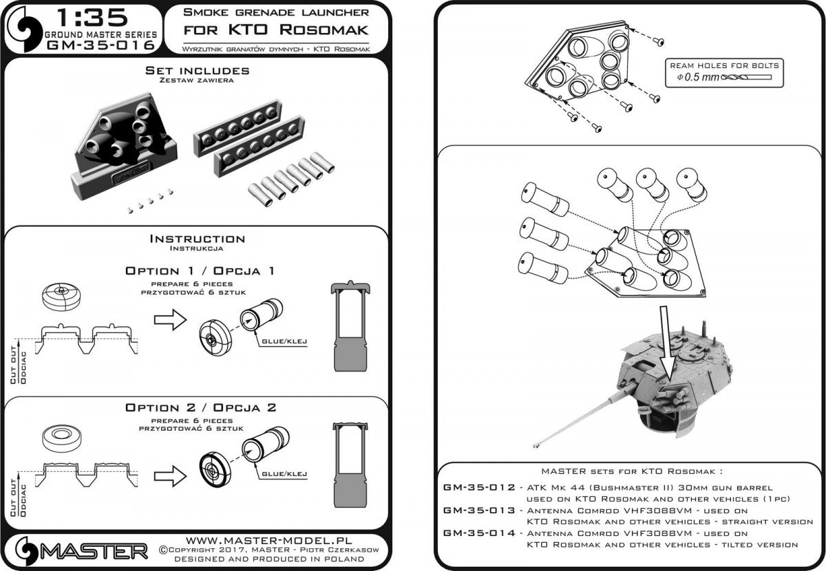 Master GM-35-015 KTO Rosomak - lance-grenades fumigènes (6 pcs.) (1/35) – image 5