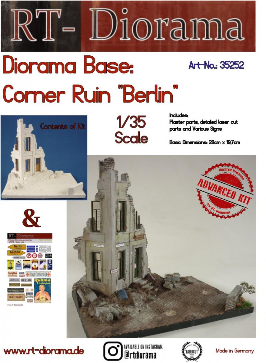 RT-Diorama 35252 Socle de diorama : Ruines d'angle de Berlin 1/35