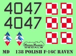 Décalcomanies ModelMaker MD48138 F-16C RAVEN polonais, 100e anniversaire de l&amp;#39;armée de l&amp;#39;air polonaise - jeu de masques 1/48 – immagine 2