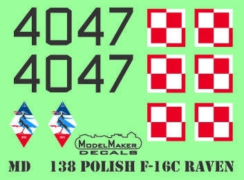 Décalcomanies ModelMaker MD48138 F-16C RAVEN polonais, 100e anniversaire de l&amp;#39;armée de l&amp;#39;air polonaise - jeu de masques 1/48 – immagine 2