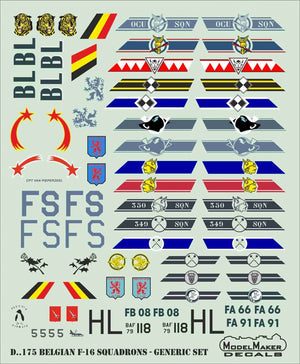 Décalcomanies ModelMaker D48175 Escadrons belges de F-16 - Set générique 1/48 – imagen 4