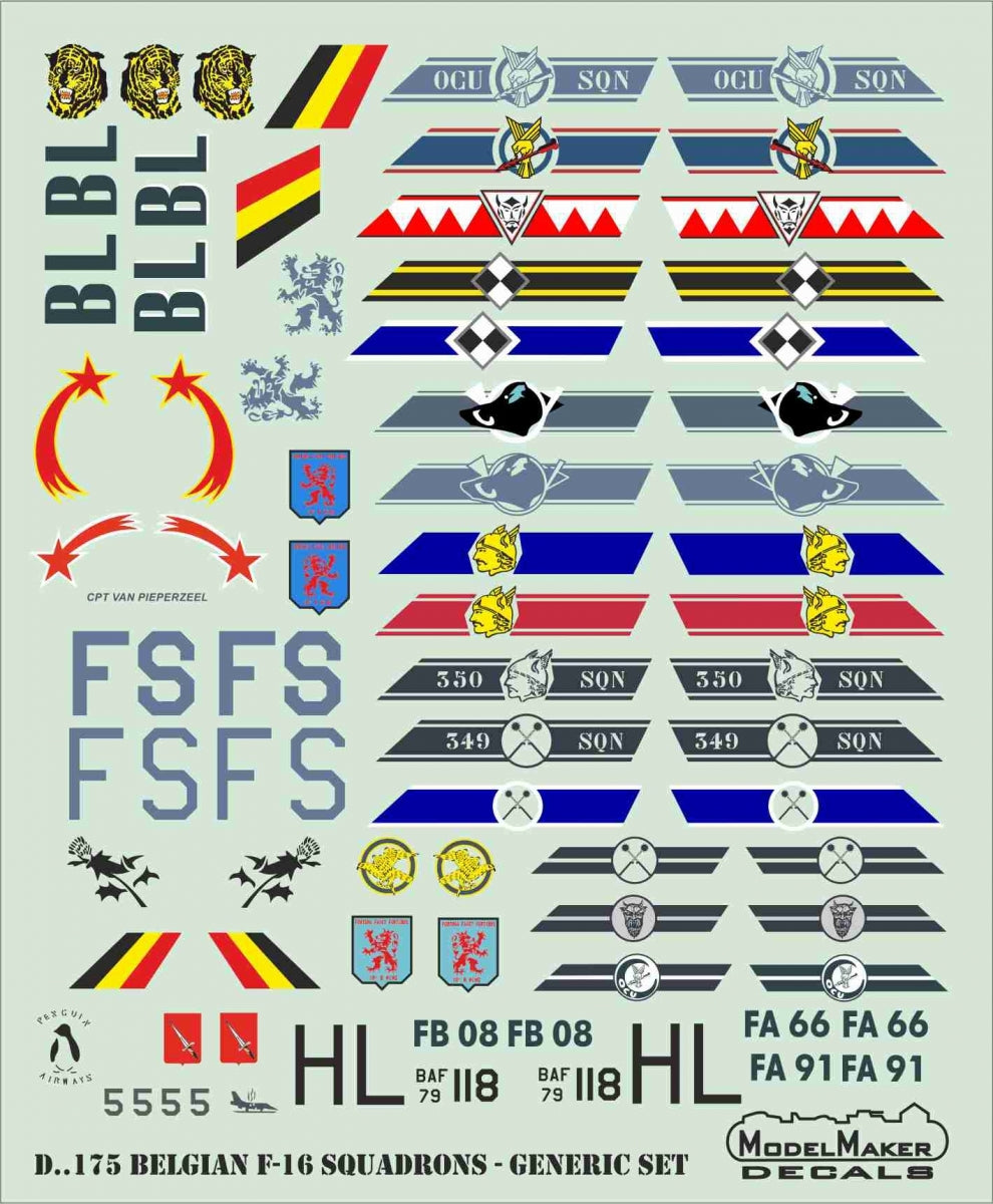 Décalcomanies ModelMaker D48175 Escadrons belges de F-16 - Set générique 1/48 – imagen 4