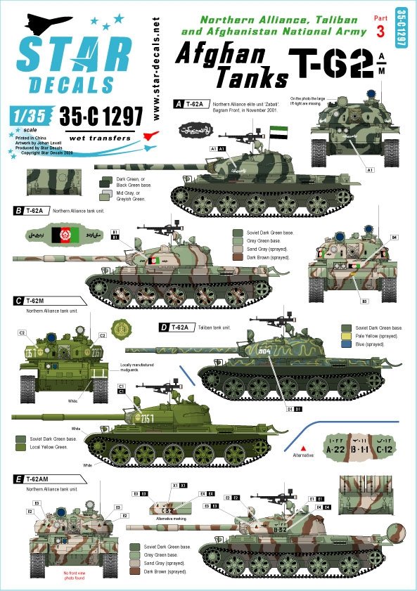 Star Decals 35-C1297 Chars afghans 3. T-62A/AM 1/35