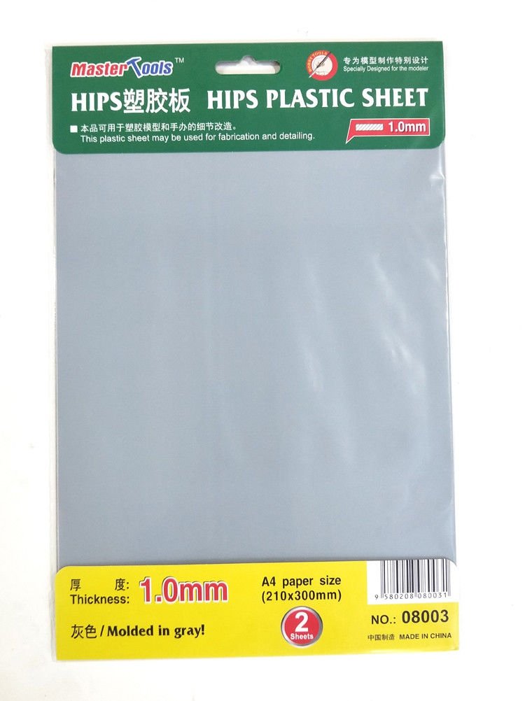 Feuille de plastique HIPS Trumpeter 08003 1,0 mm, format A4 (2 pièces)