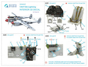 Intérieur imprimé en 3D et coloré sur papier décalcomanie Quinta Studio QD48327 P-38J (Tamiya) 1/48 – image 2