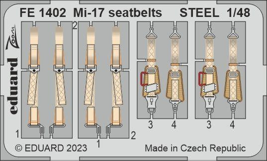 Ceintures de sécurité Eduard FE1402 Mi-17 en acier, échelle Trumpeter 1/48
