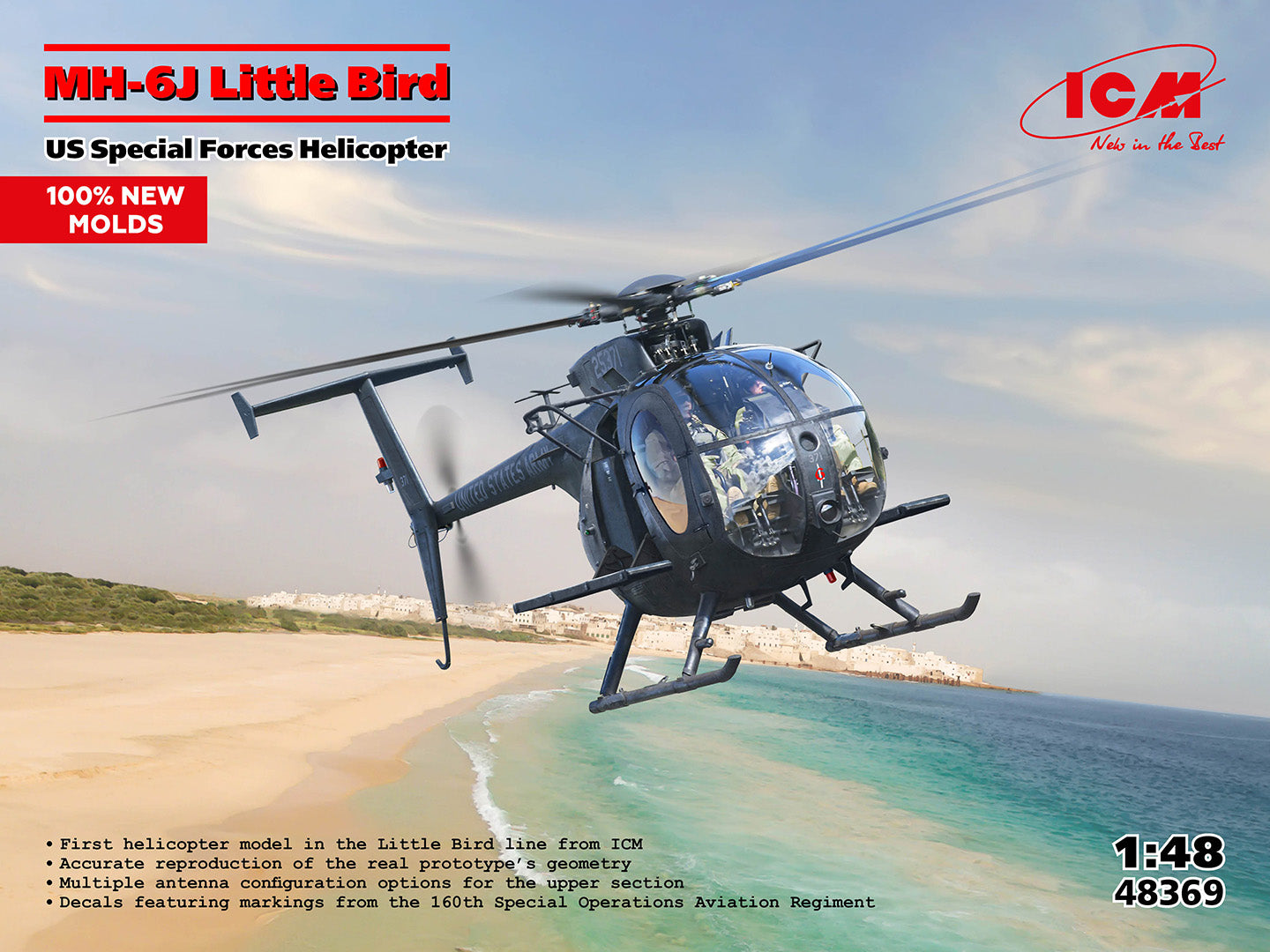 ICM 48369 MH-6J Little Bird, hélicoptère des forces spéciales américaines (moules 100 % neufs) 1/48