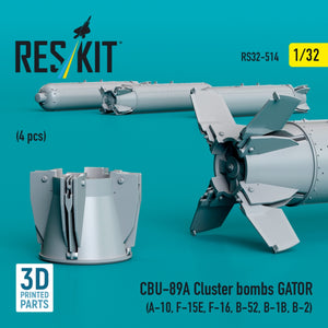 RESKIT RS32-0514 Bombes à fragmentation CBU-89A GATOR (4 pièces) (Impression 3D) 1/32 – image 3
