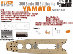 Pont en bois Wood Hunter W35026 pour maquette IJN Yamato Tamiya 78025 au 1/350
