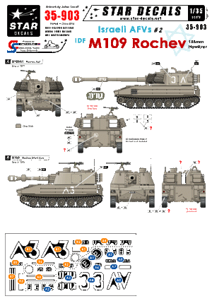 Star Decals 35-903 Véhicules blindés israéliens 2 M109 Rochev 1/35