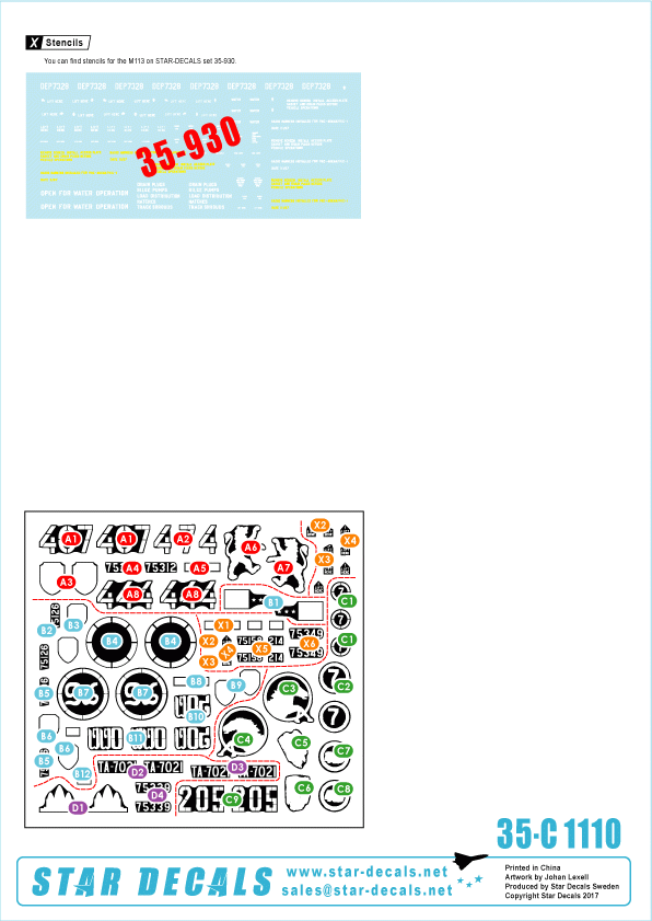 Star Decals 35-C1110 Cambodge n° 1. Véhicule blindé de transport de troupes M113 des années 1970, échelle 1/35 – immagine 2
