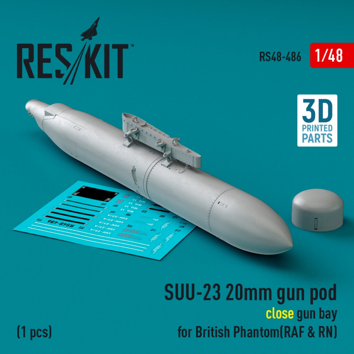 RESKIT RS48-0485 Mark 4 Nacelle de canon de 20 mm (1 pièce) (Imprimé en 3D) 1/48  – image 2