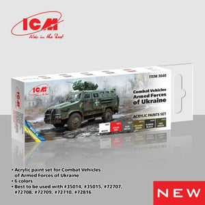 ICM 3040 Coffret de peintures acryliques pour véhicules de combat des forces armées ukrainiennes, 12 ml x 6