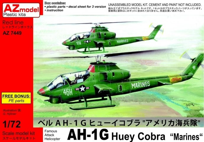 Maquette AZ7449 Bell AH-1G Early Huey Cobra Marines 1/72