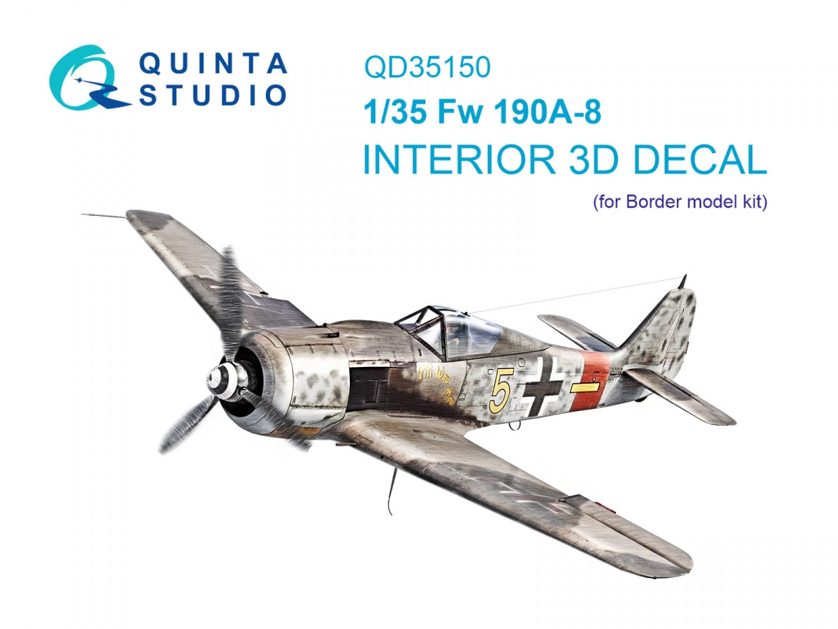 Décalcomanies 3D pour l'intérieur du Fw 190A-8 de Quinta Studio QD35150, Border Model, échelle 1/35