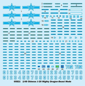 Trumpeter 05821 J-20 chinois Mighty Dragon-Beast Mode 1/48 – immagine 3