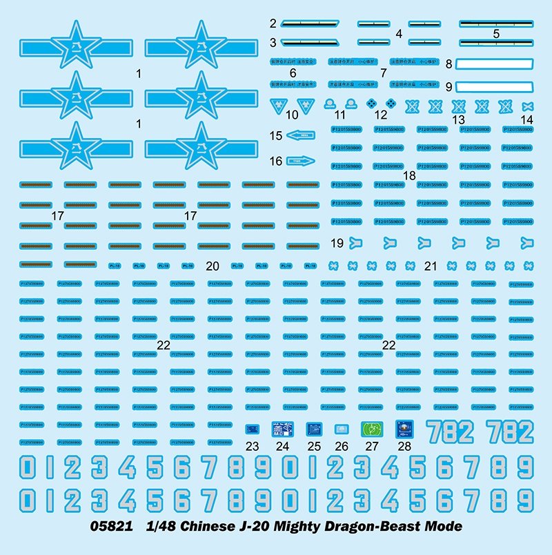 Trumpeter 05821 J-20 chinois Mighty Dragon-Beast Mode 1/48 – immagine 3